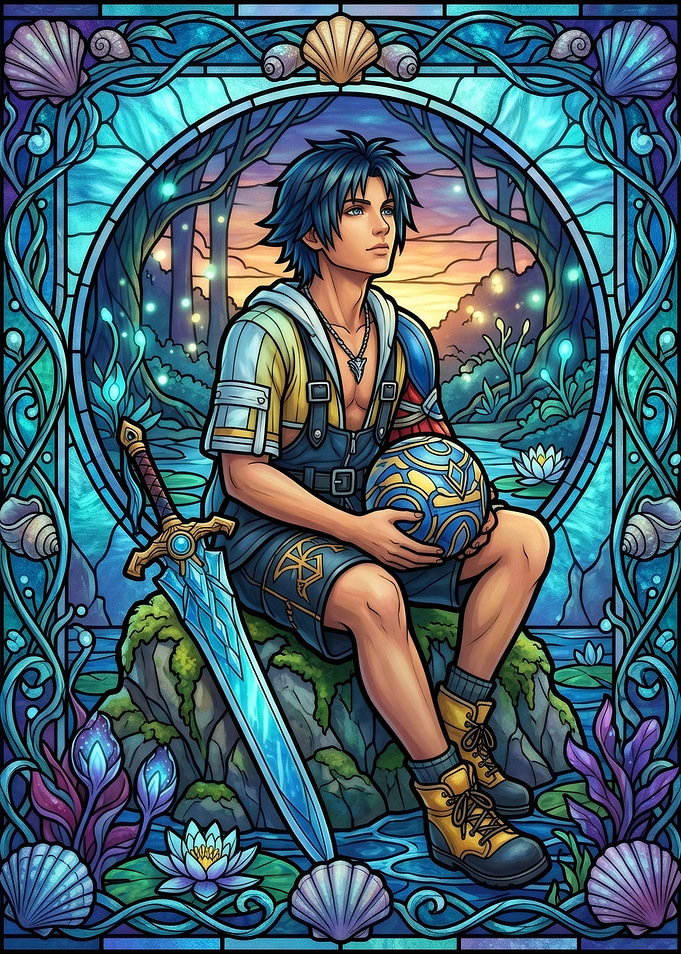Tidus in Stained Glass Style