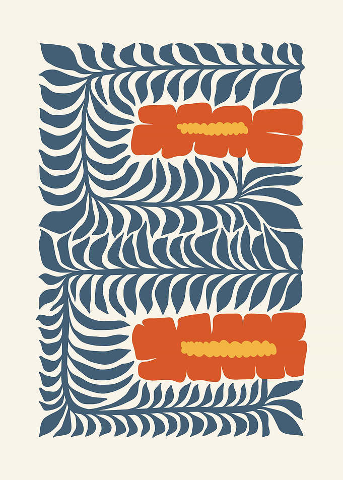 Abstract Floral Design with Orange Flowers
