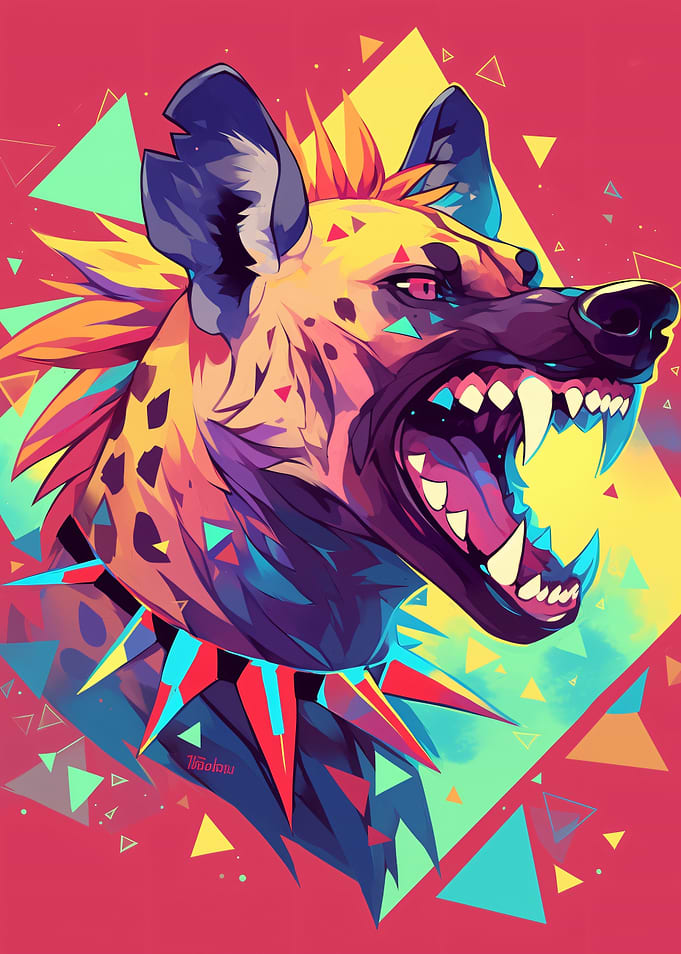 Aggressive Hyena with Spiked Collar