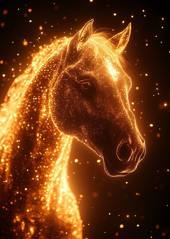Golden Horse Made of Light