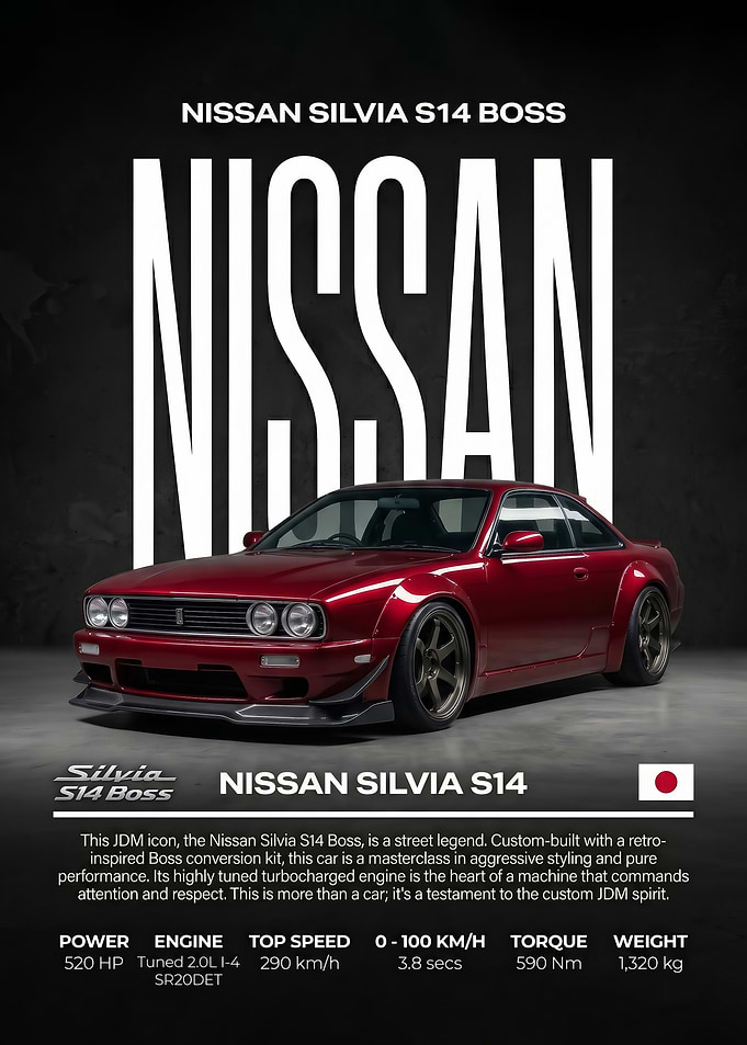 A striking Nissan Silvia S14 Boss Poster