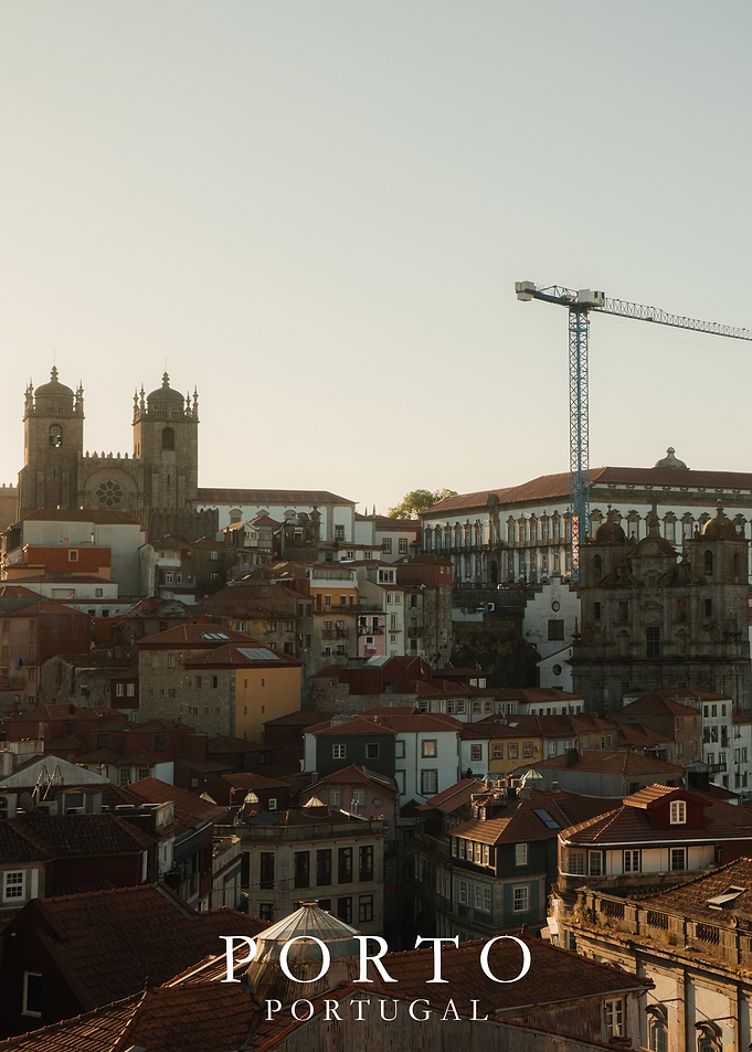 Porto Cityscape with Cathedral and Crane