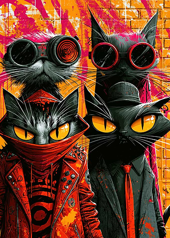 Four Cool Cats in Streetwear