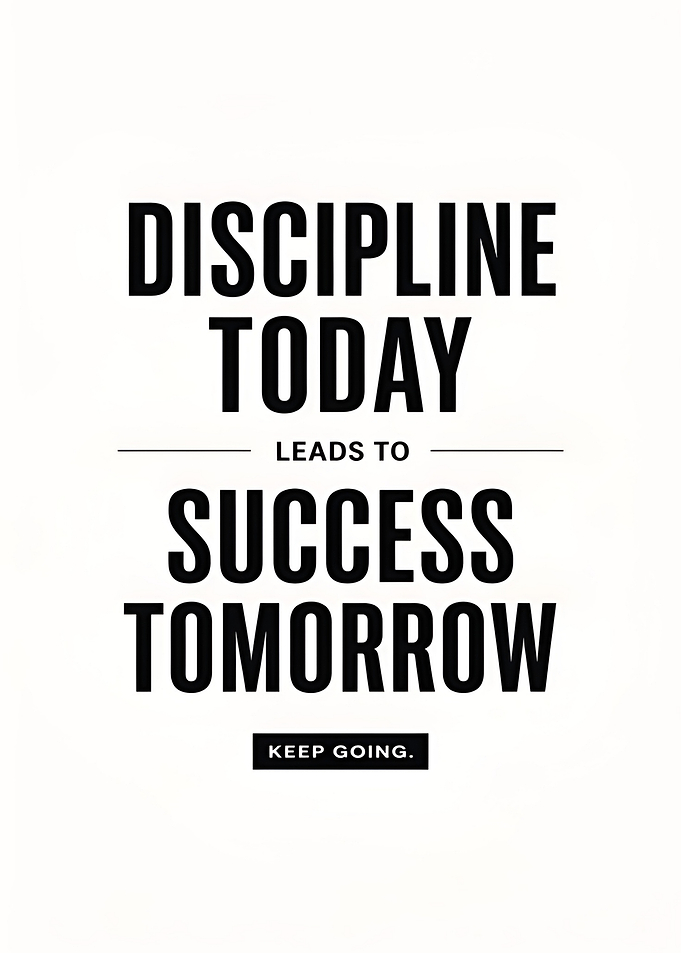 Discipline Today Leads to Success Tomorrow Keep Going Success Quote