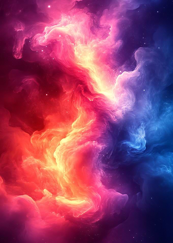 Cosmic Nebula with Red and Blue Hues