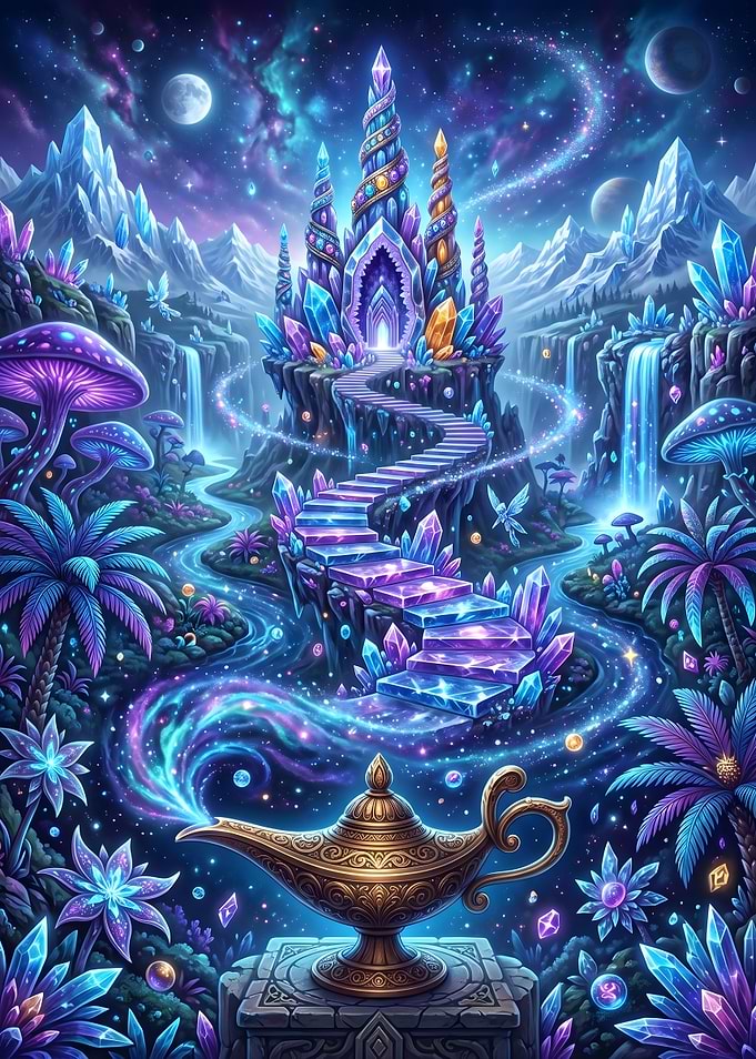 Magical Crystal Castle and Genie Lamp