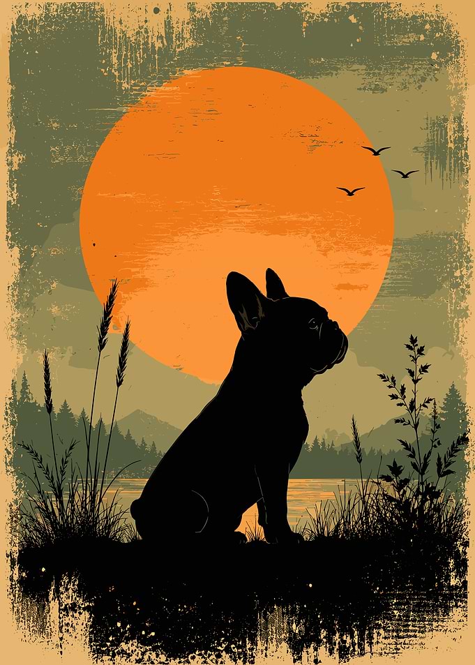 French Bulldog Silhouette at Sunset