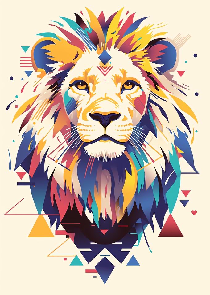 Colorful Geometric Lion Portrait