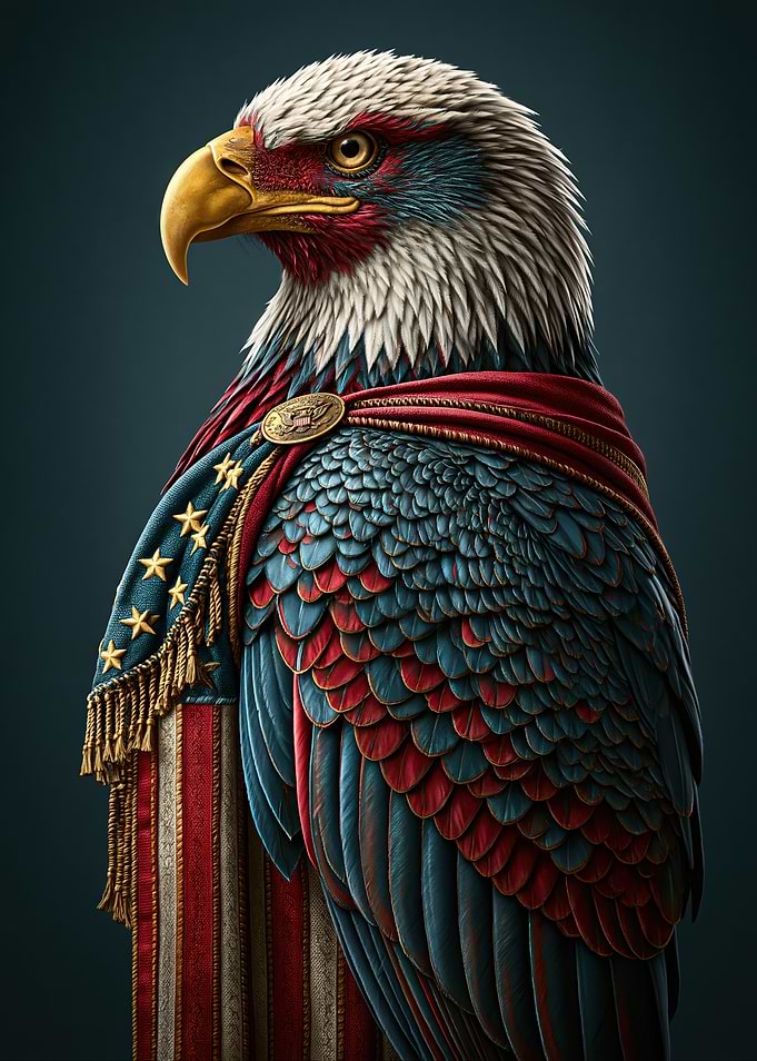 Patriotic Eagle with American Flag Attire