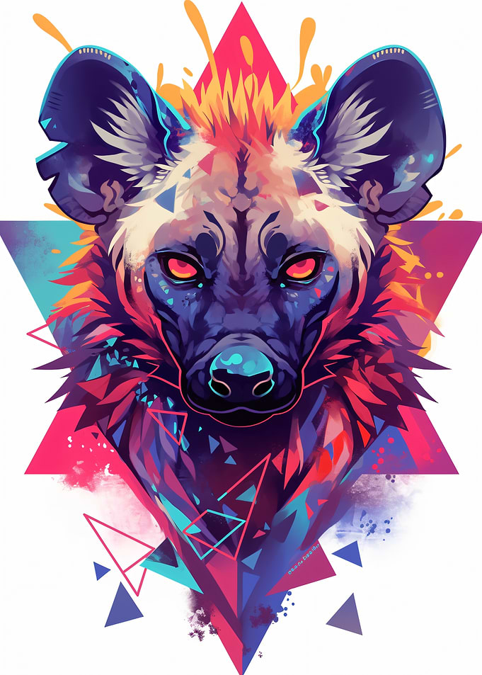 Stylized Hyena Portrait with Geometric Shapes