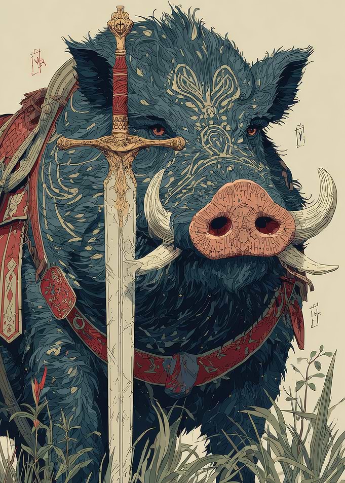Fantasy Boar Warrior with Sword