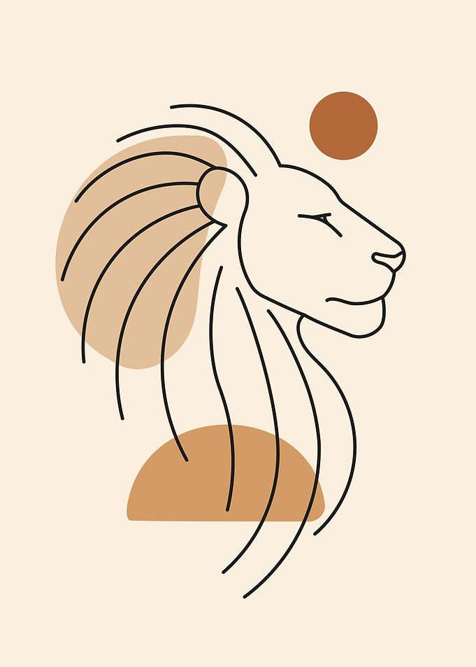 Minimalist Lion Profile - Boho Line Art Animal Poster