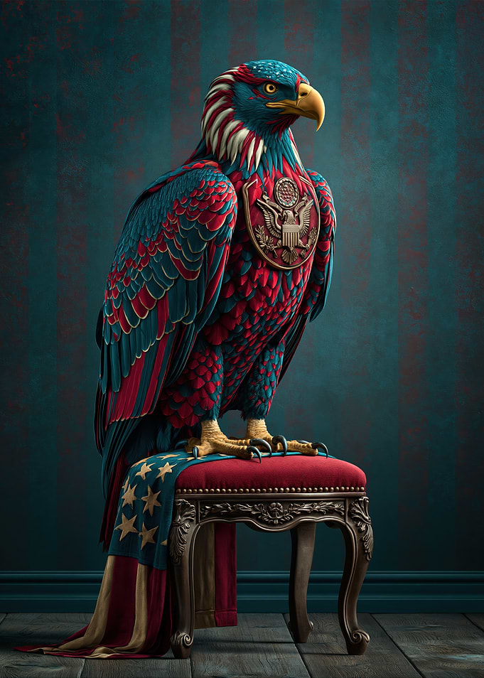 Patriotic Eagle on Stool