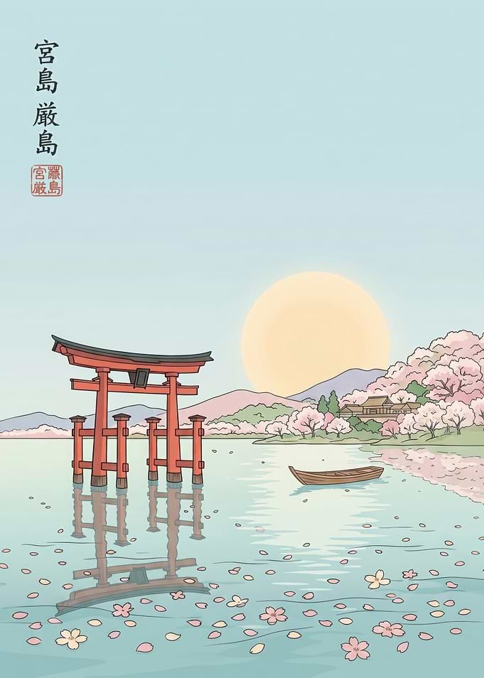 Miyajima Torii Gate at Sunset