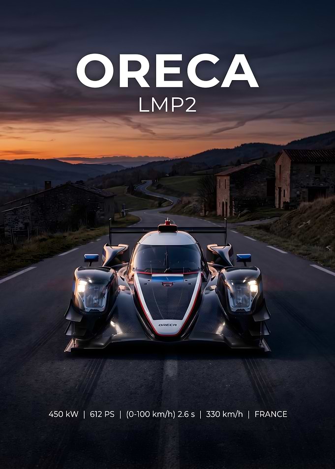 Oerca LMP2 Race Car at Sunset