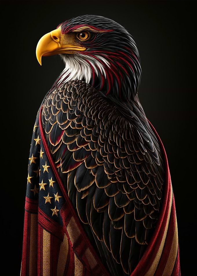 Patriotic Eagle with American Flag
