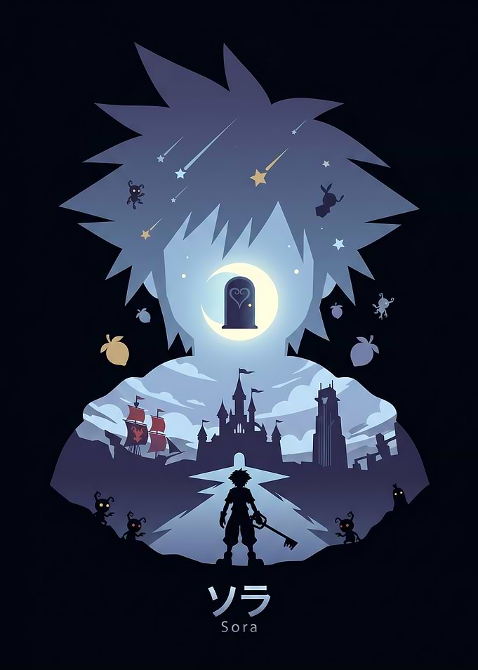 Sora Silhouette with Kingdom Hearts Scene