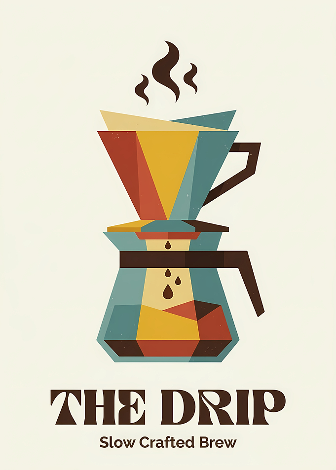 Retro Pour-Over Dripper Minimalist Coffee Poster