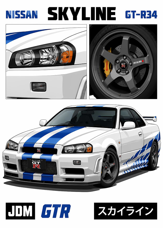 Nissan Skyline GT-R R34 Illustration