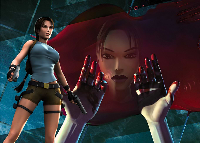 Lara Croft in a bloody scene