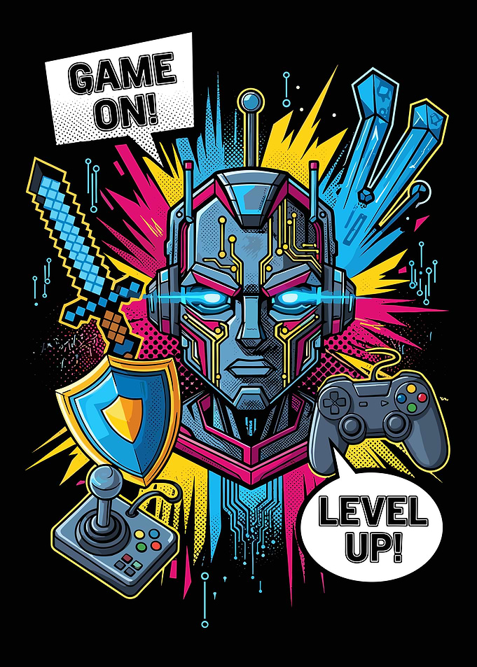 Cyberpunk Robot Gamer