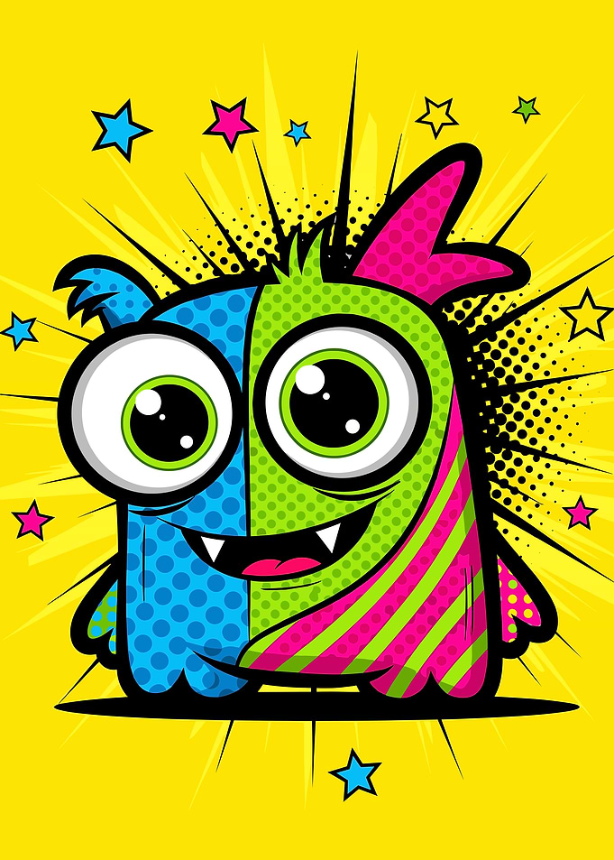 Cute Colorful Monster with Stars