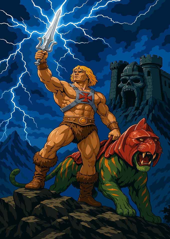 Masters of the Universe He-Man and Battle Cat on Eternia