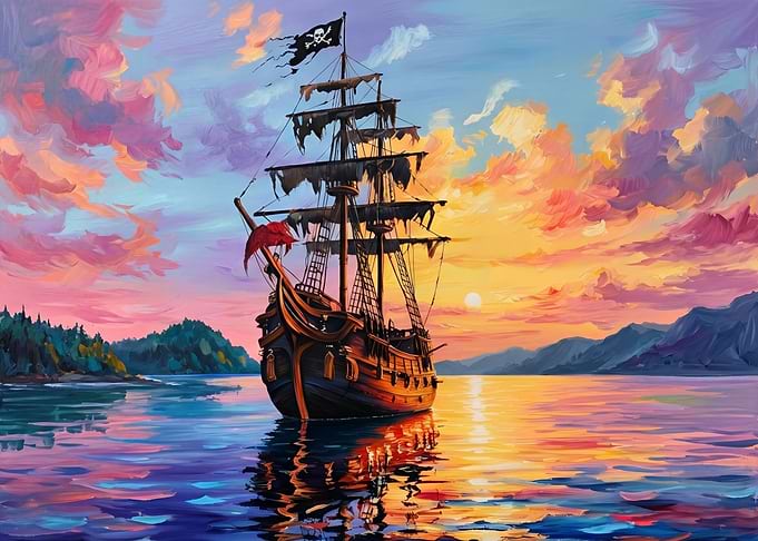 Pirate Ship at Sunset