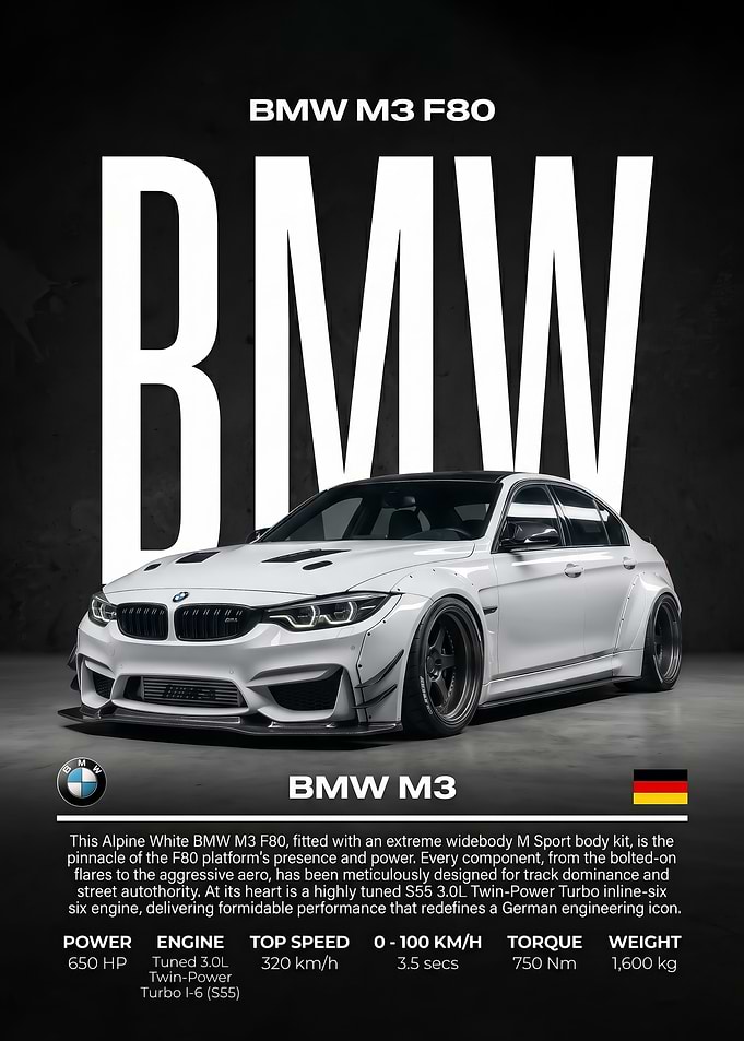 white BMW M3 F80 Widebody