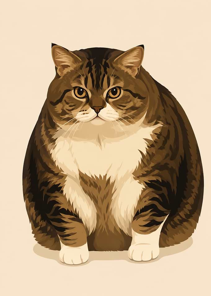 Chubby Tabby Cat Illustration