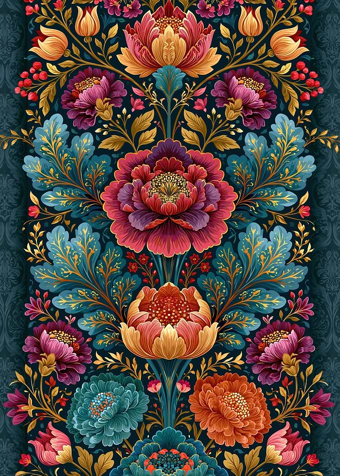 Intricate Floral Pattern with Peonies