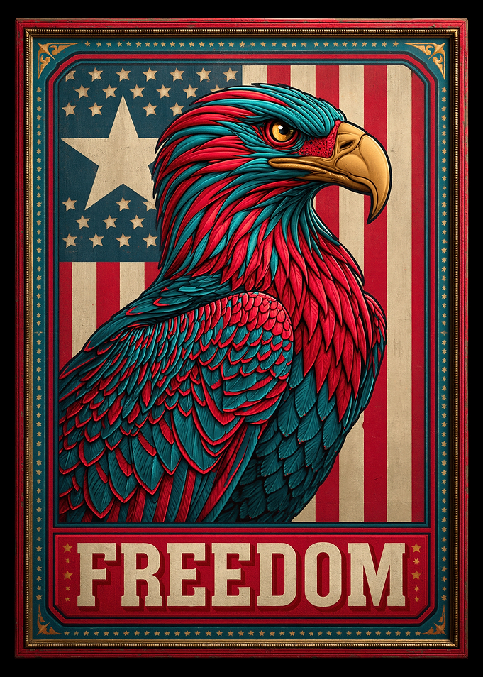 Patriotic Eagle with Freedom Text