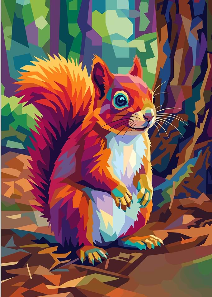 Colorful Squirrel in Forest