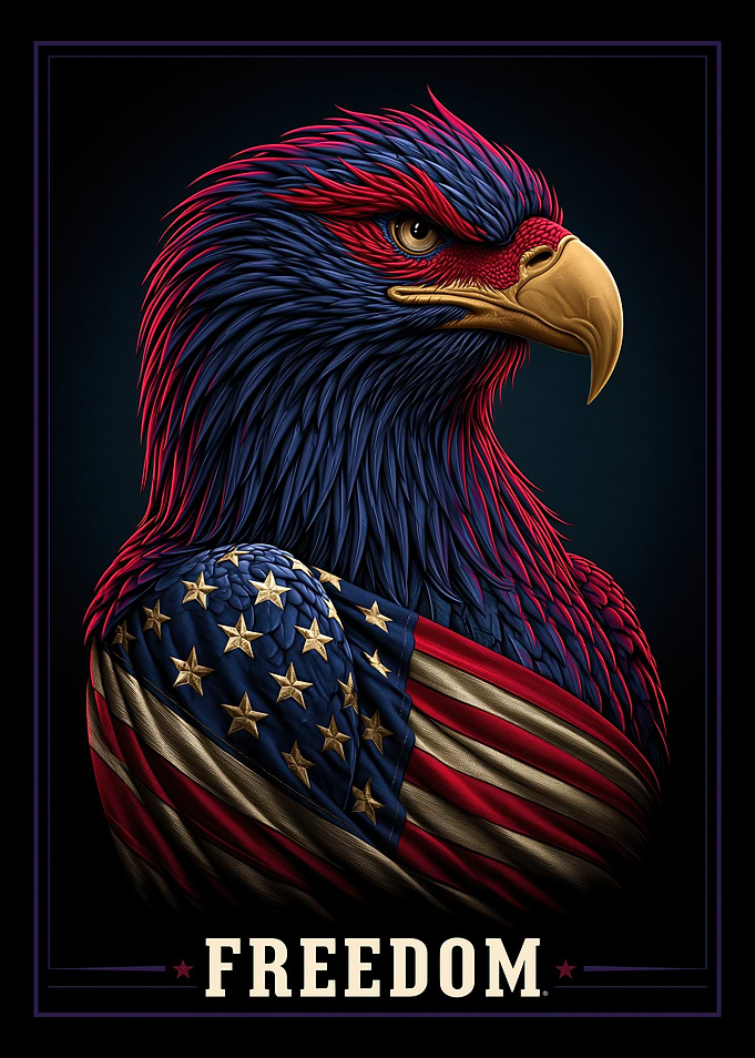 Patriotic Eagle with American Flag