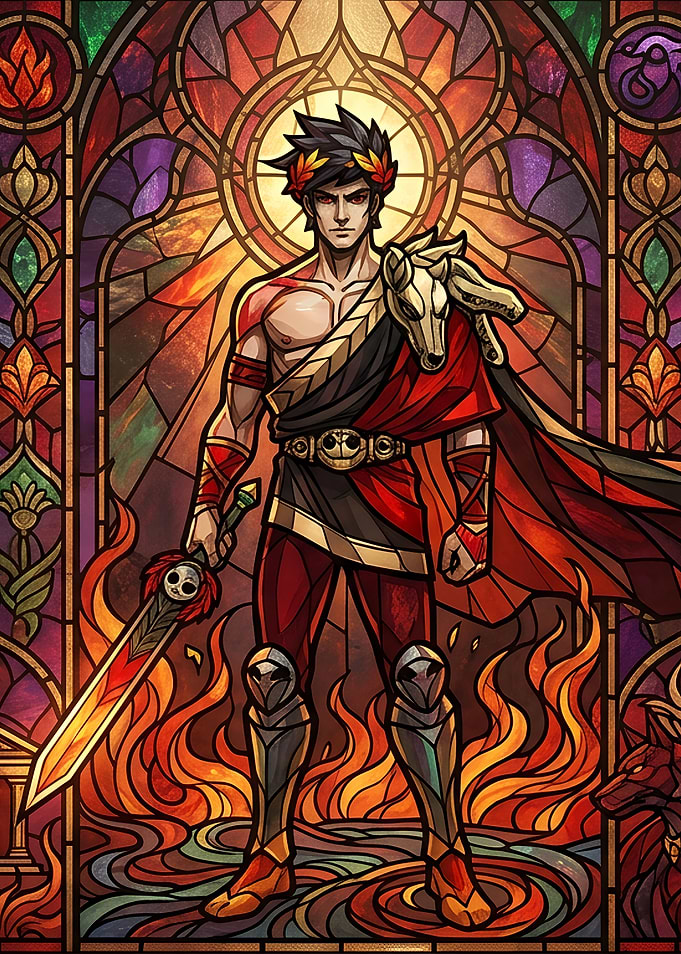 Zagreus in Stained Glass Style