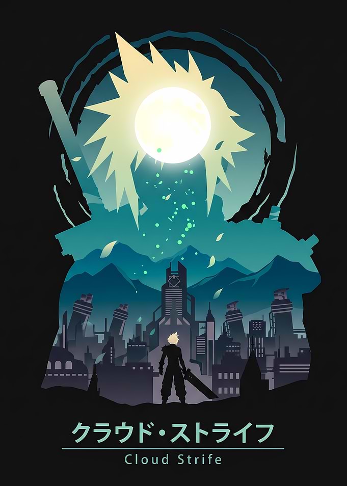 Cloud Strife Final Fantasy VII Minimalist Art