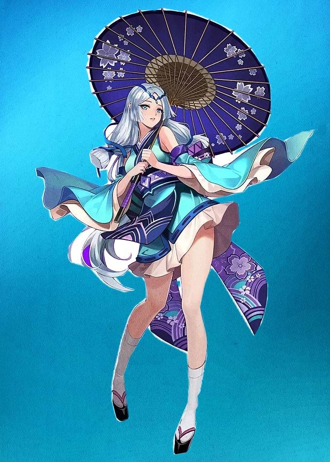 Anime Girl with Blue Umbrella