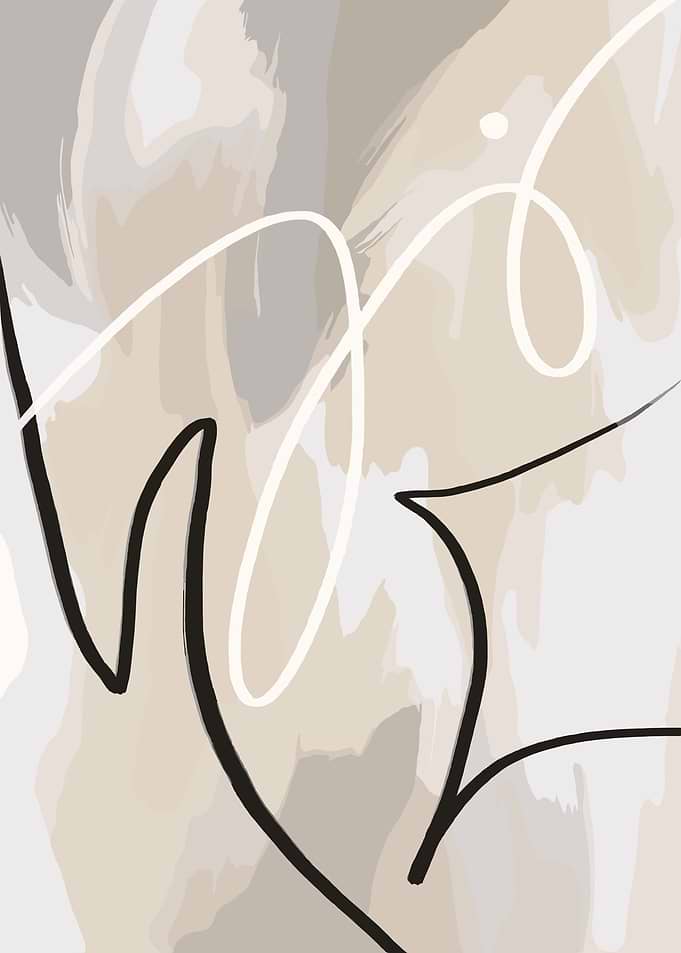 Abstract Brushstrokes with Line Art