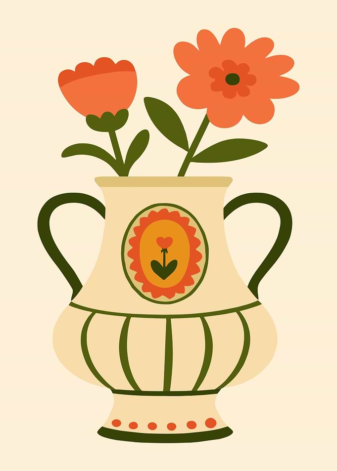 Vase with Orange Flowers