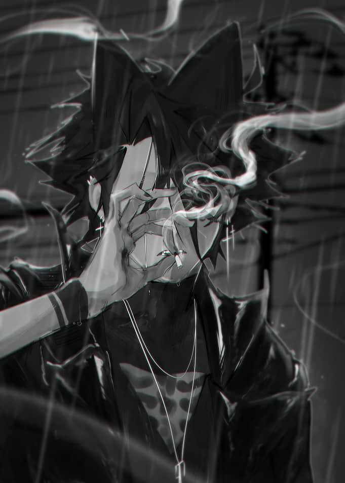 Smoking in the rain