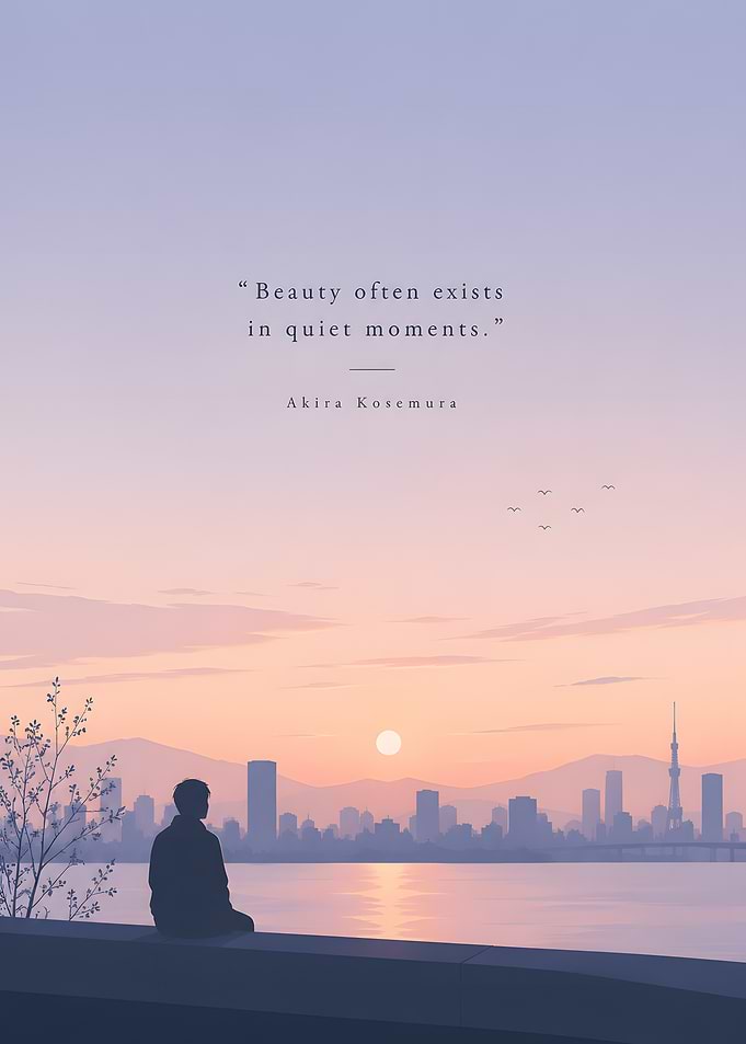 Man watching city skyline at sunset