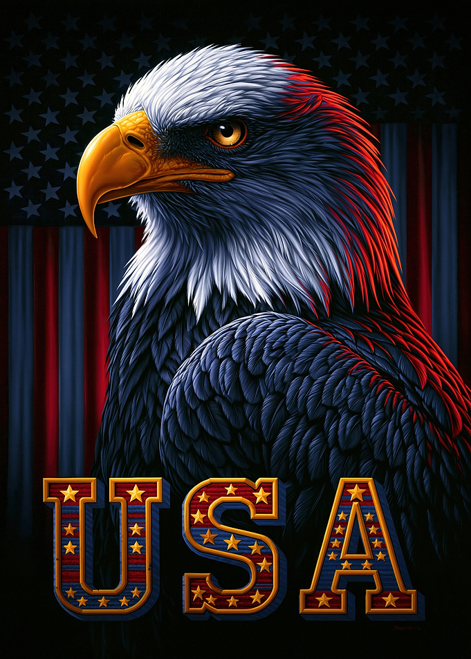 Patriotic Eagle with USA Text