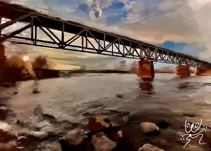 Bridge over Water at Sunset
