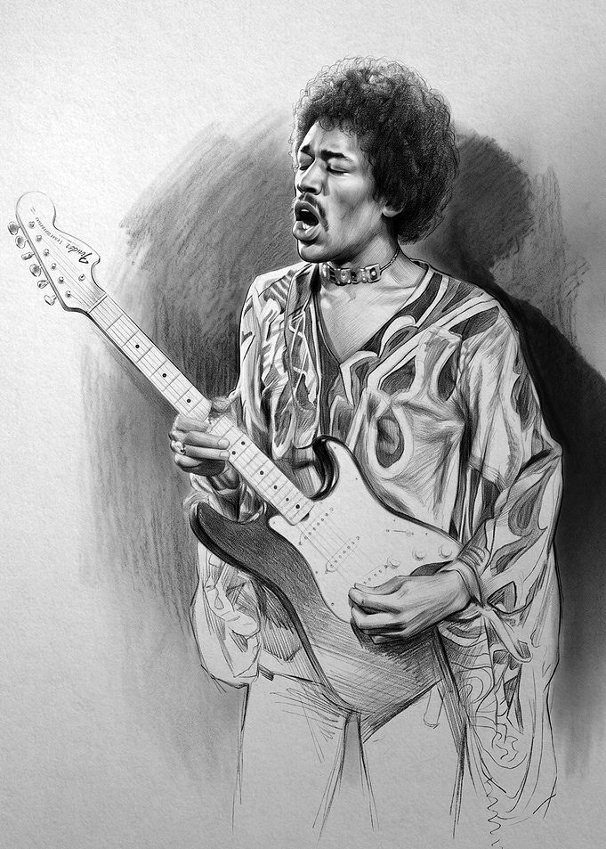 Jimi Hendrix Playing Guitar