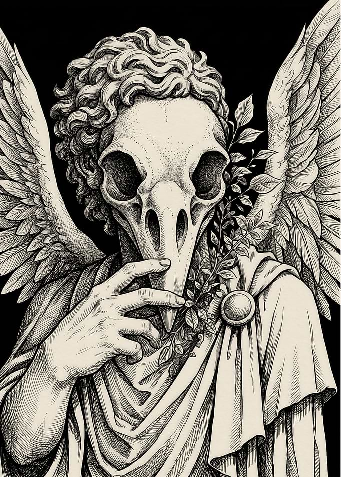 Bird Skull Angel with Wings
