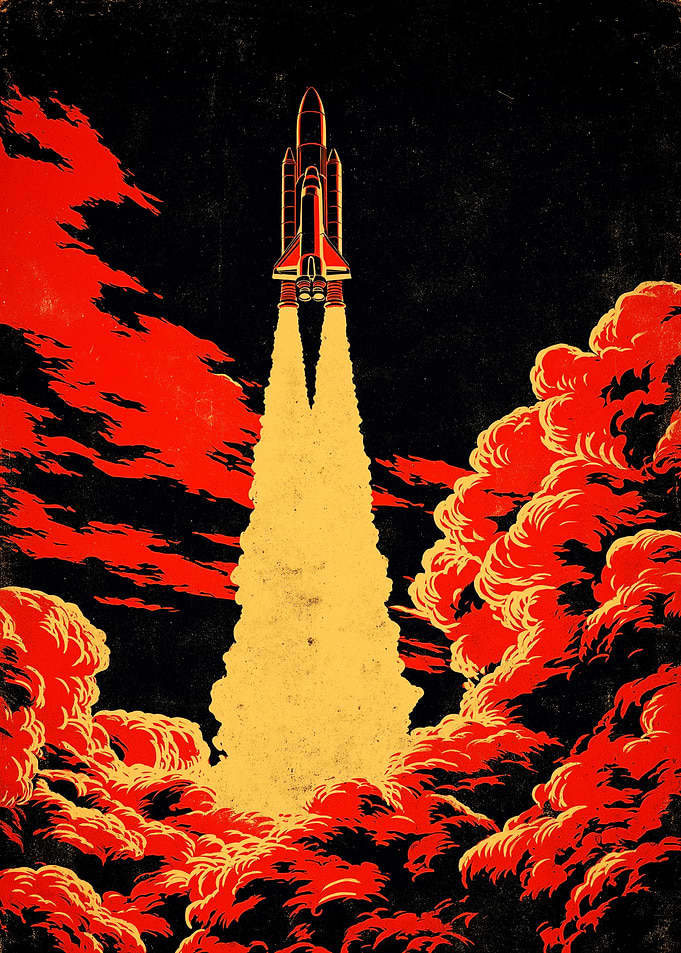 Retro Space Shuttle Launch