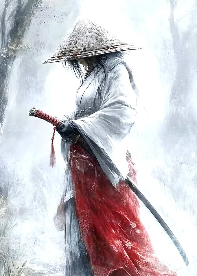 Samurai Warrior in Snowy Landscape