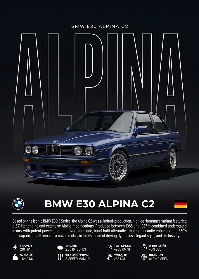 BMW E30 Alpina C2 Poster