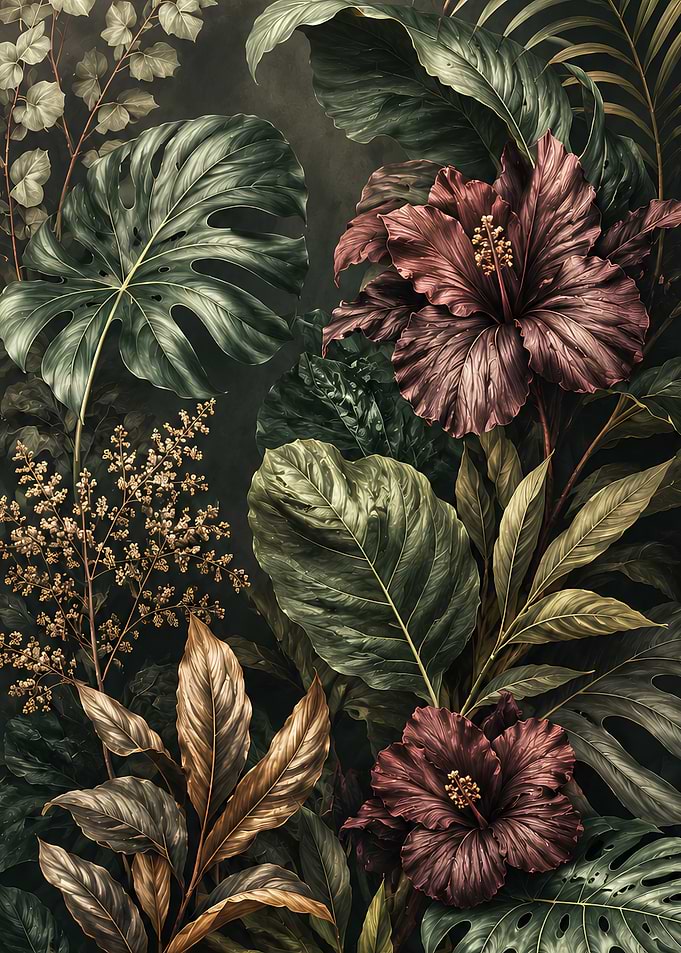 Dark Botanical Tropical Floral Arrangement