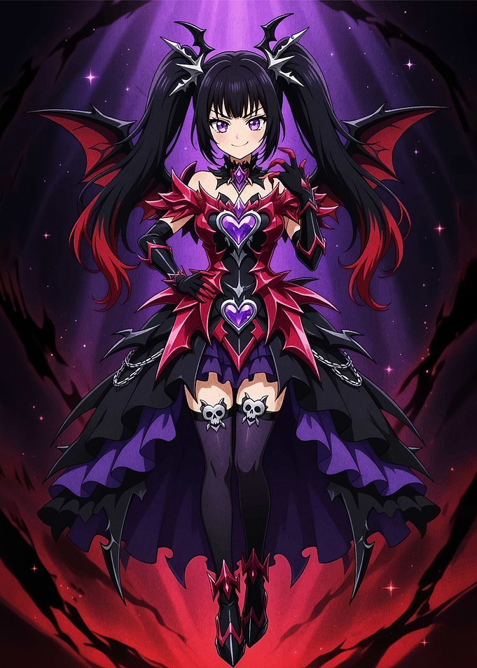 Gothic Anime Girl with Bat Wings
